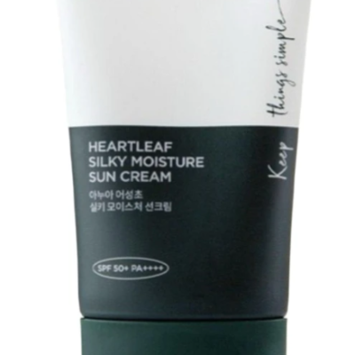 کرم ضدآفتاب آنوا Heartleaf Silky Moisture Anua Heartleaf Silky Moisture Sun Cream SPF50+ PA++++ — حجم ۵۰ میل